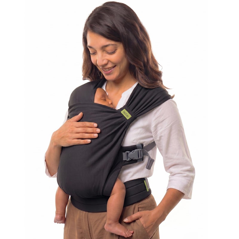 Boba Bliss PreWrapped Baby Carrier with Buckle Newborn to 735 lbs Light Breathable Easy to Adjust Hybrid Infant Sling Toddler Carrier Certified HipHealthy for 018 Months Black - Image 2