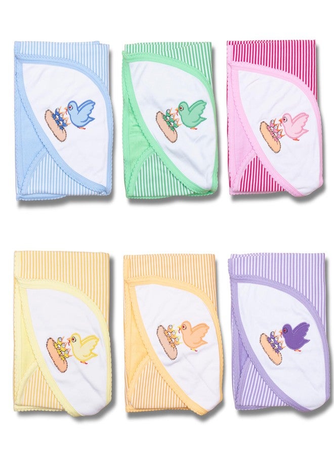 Tinycare Cotton Bath Hooded Towel for New Born, Extra Soft Outside Interlock Stripes Inside Terry, Printed Towel for Kids/Toddler/Infants 72 x 72cm, Quick Absorbent (Blue- Pack of 1) 0-12 Months - Image 2