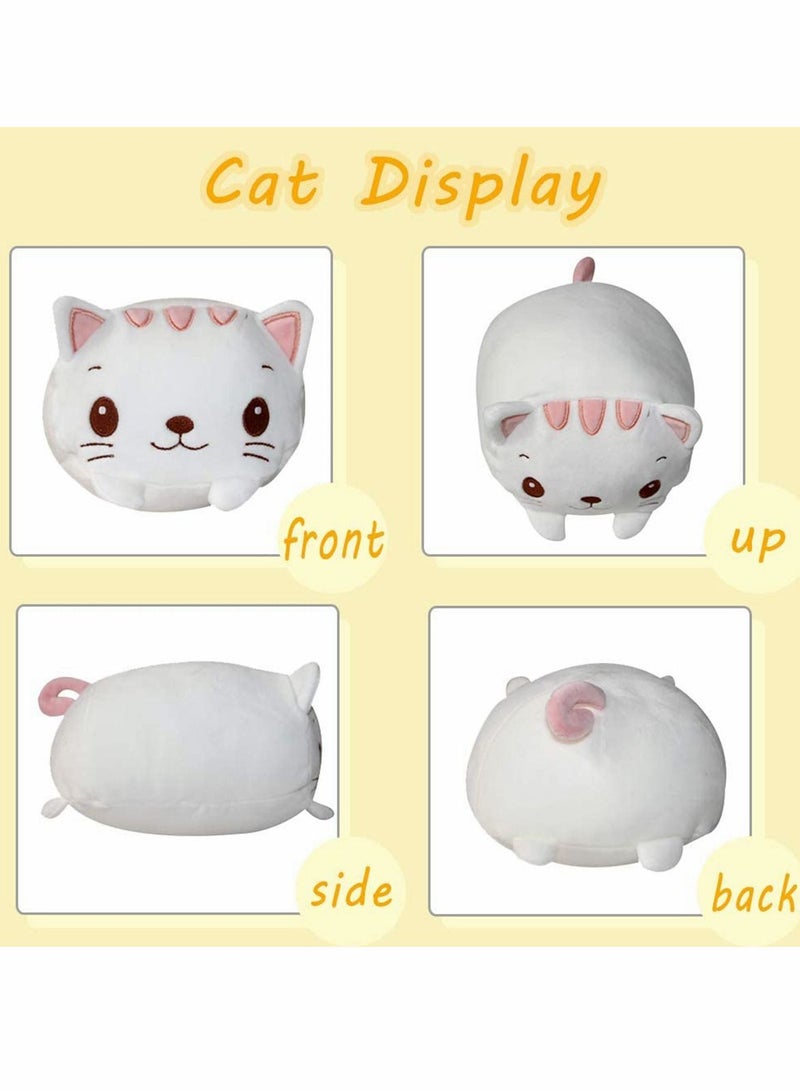 Excefore Soft Plush Stuffed 8 Inch Cute White Cat Animal Cartoon Hugging Pillow, Kawaii Toy Stuffed Animal Pillow Bedding, Kids Sleepin, Gifts for Children Kids (White) - Image 3