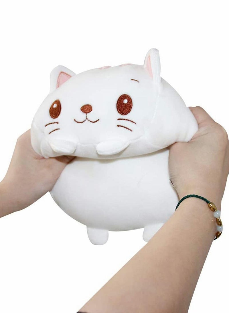 Excefore Soft Plush Stuffed 8 Inch Cute White Cat Animal Cartoon Hugging Pillow, Kawaii Toy Stuffed Animal Pillow Bedding, Kids Sleepin, Gifts for Children Kids (White) - Image 1