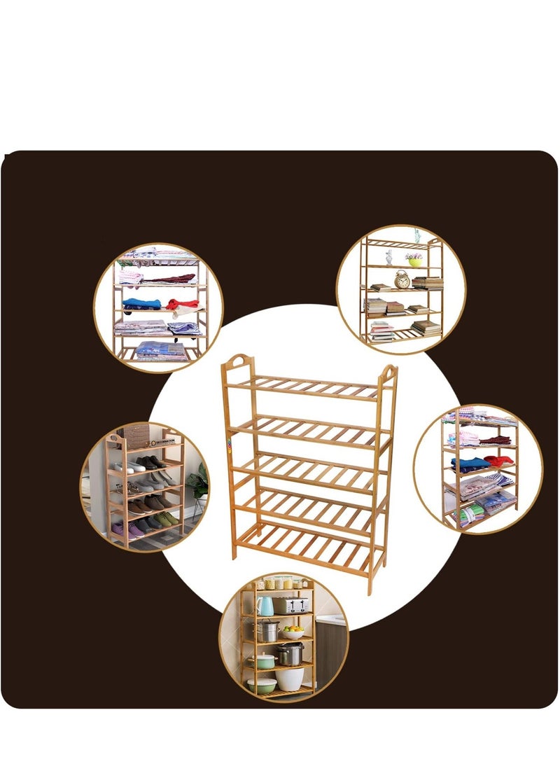 ماركة غير محددة حامل أحذية خشبي متعدد الاستخدامات، مناسب للاستخدام الداخلي والخارجي (خمس طبقات).  - Image 2
