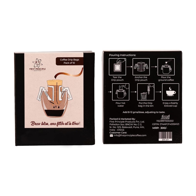First Principle First Principle Coffee Premium Drip Bag Filters for Ground Coffee Ideal for Travel and Instant Brewing - Image 1