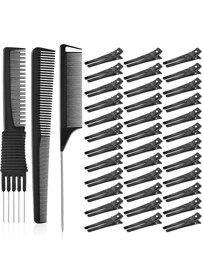 IKOCO Double Prong Curl Clips Ikoco 50 Pcs Pins Curls Setting Section Hair Clips Metal For Diy With 3Pcs Comb Set For Salon Barber Hair Styles - Image 1