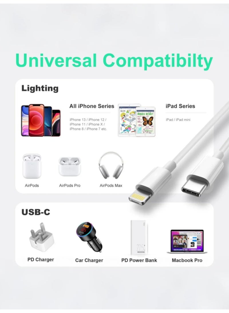 Suitable for Apple iPhone charger cable 1M [MFi certified] USB C to Lightning cable fast charging power transfer PD 20W iPhone cable suitable for iPhone 14/14 Pro/14 Plus/14 Pro Max, iPad Pro, iPhone 8-13 all series ﻿ - Image 3