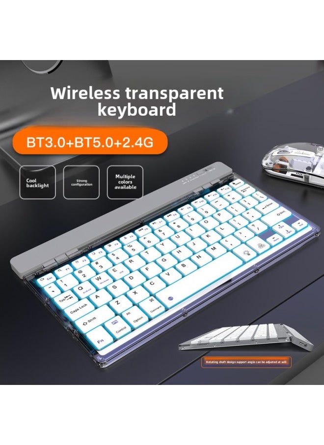 Generic - Private Mode Wireless Bluetooth Keyboard Ergonomic Office Mute Keyboard Tablet External Backlit Keyboard-Color:Sky Blue - Image 1