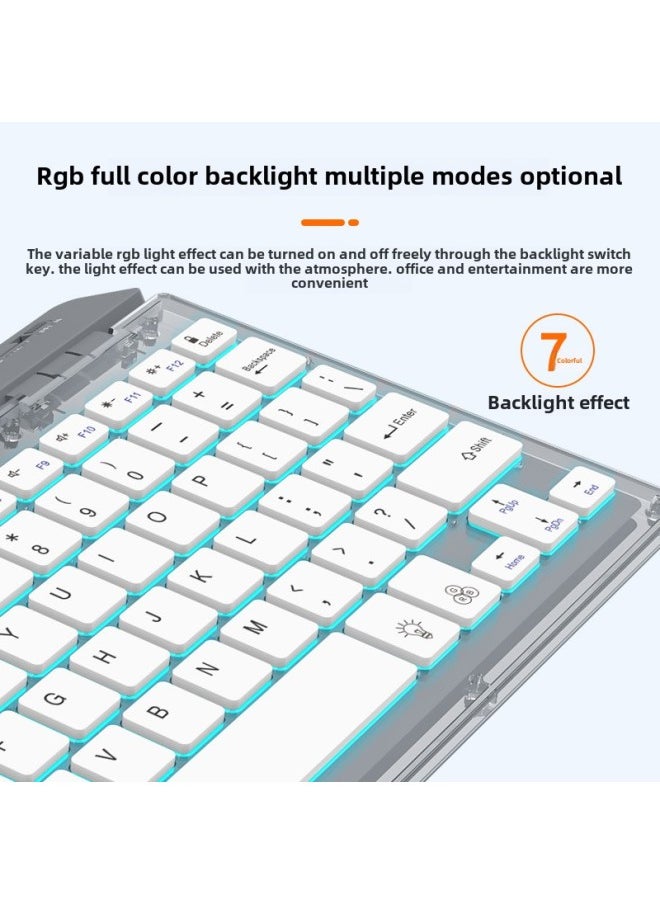 Generic - Private Mode Wireless Bluetooth Keyboard Ergonomic Office Mute Keyboard Tablet External Backlit Keyboard-Color:Sky Blue - Image 1
