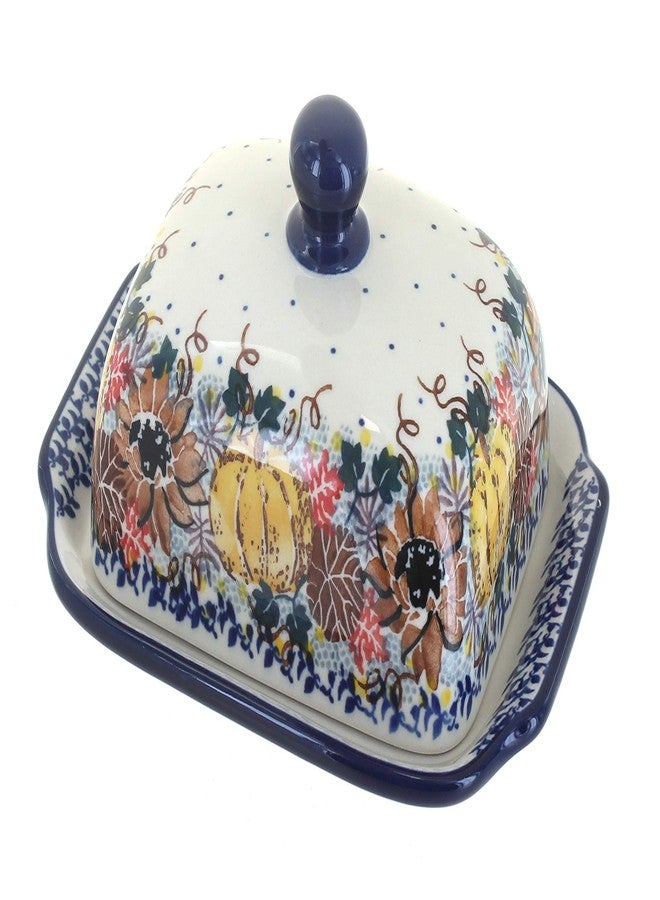 Blue Rose Pottery طبق زبدة من الخزف البولندي "بلو روز" - لون بني فاتح - يتسع لقطعة زبدة واحدة - طبق زبدة لتنظيم وتخزين الزبدة على سطح الطاولة - Image 1