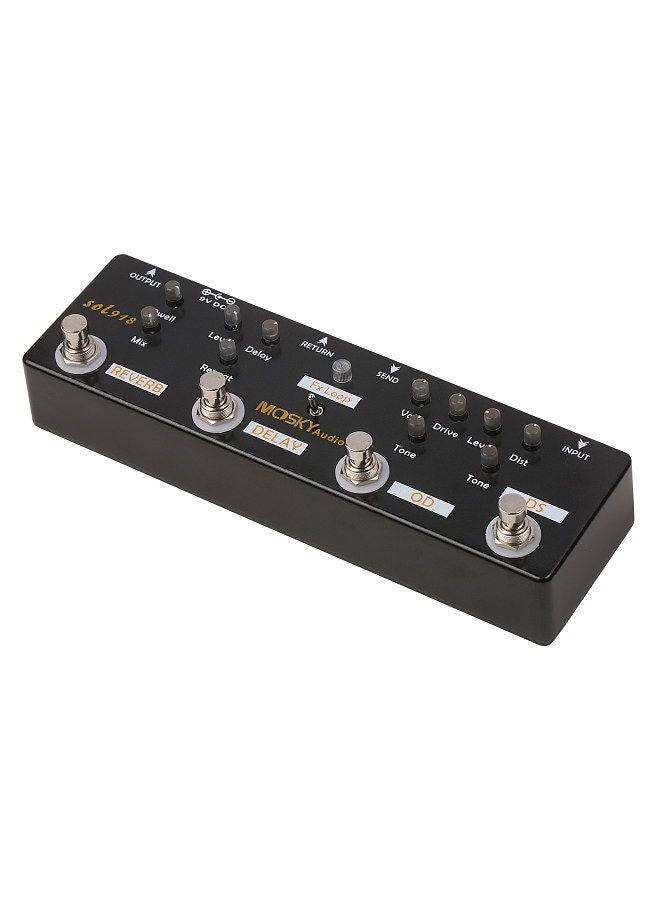 Generic Audio SOL918 5-in-1 Multi Effect Pedal Combined Effect Guitar Pedal True Bypass Multi-in-one Combined Effect Device Reverb Delay FX Loop Overdrive Distortion  - Image 1