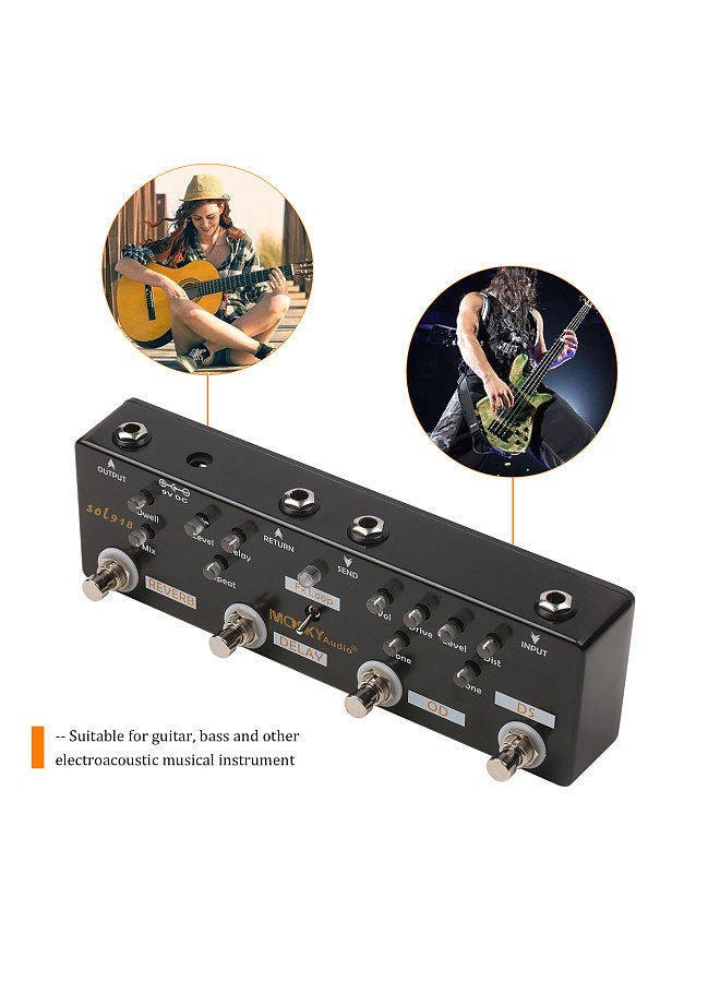 Generic Audio SOL918 5-in-1 Multi Effect Pedal Combined Effect Guitar Pedal True Bypass Multi-in-one Combined Effect Device Reverb Delay FX Loop Overdrive Distortion  - Image 2