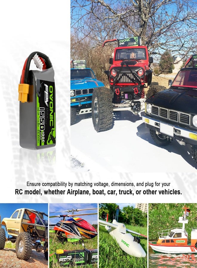 Ovonic 4S 1550mAh 100C 14.8V LiPo Battery Pack with XT60 Plug for Heli Airplane Drone FPV Racing (2 Packs) - Image 5