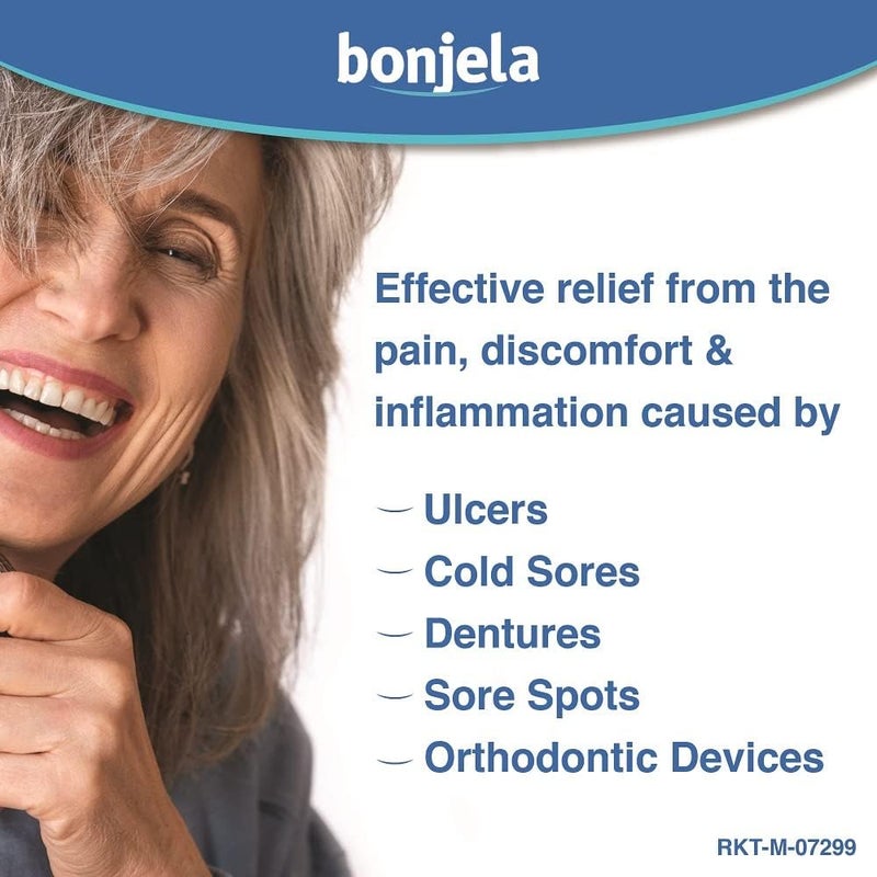 Bonjela بونجيلا 15 جرام جل فموي سريع المفعول لتخفيف الألم من قرح الفم، قروح البرد، التورم، العدوى، مناسب مع أطقم الأسنان، علاج للبالغين، حل سريع للأدوية - Image 2