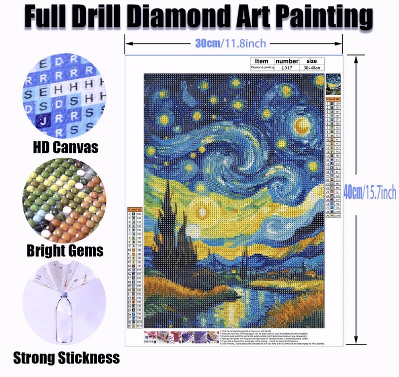 Yanfairy Starry Night Diamond Art Painting Kits for Adults, Full Drill Diamond Dots Paintings for Beginners, Round 5D Paint with Diamonds Pictures Gem Art Painting Kits DIY Crafts Kits 12x16inch - Image 4