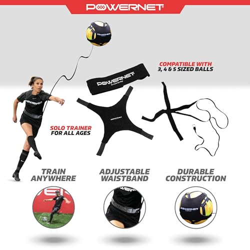 PowerNet Solo Rebounder, Adjustable Soccer Ball Skill Trainer for Kicking, Throwing & Juggling, Indoor Outdoor Soccer Training Equipment, Fits Ball Sizes 3, 4, and 5 - Image 3