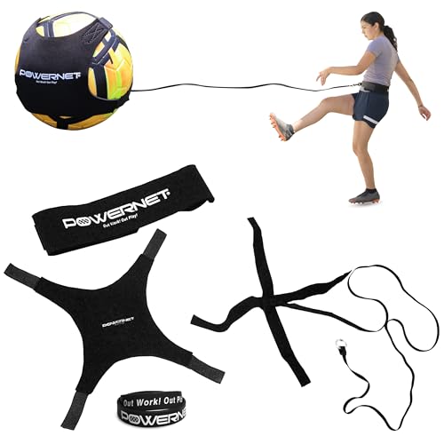 PowerNet Solo Rebounder, Adjustable Soccer Ball Skill Trainer for Kicking, Throwing & Juggling, Indoor Outdoor Soccer Training Equipment, Fits Ball Sizes 3, 4, and 5 - Image 1