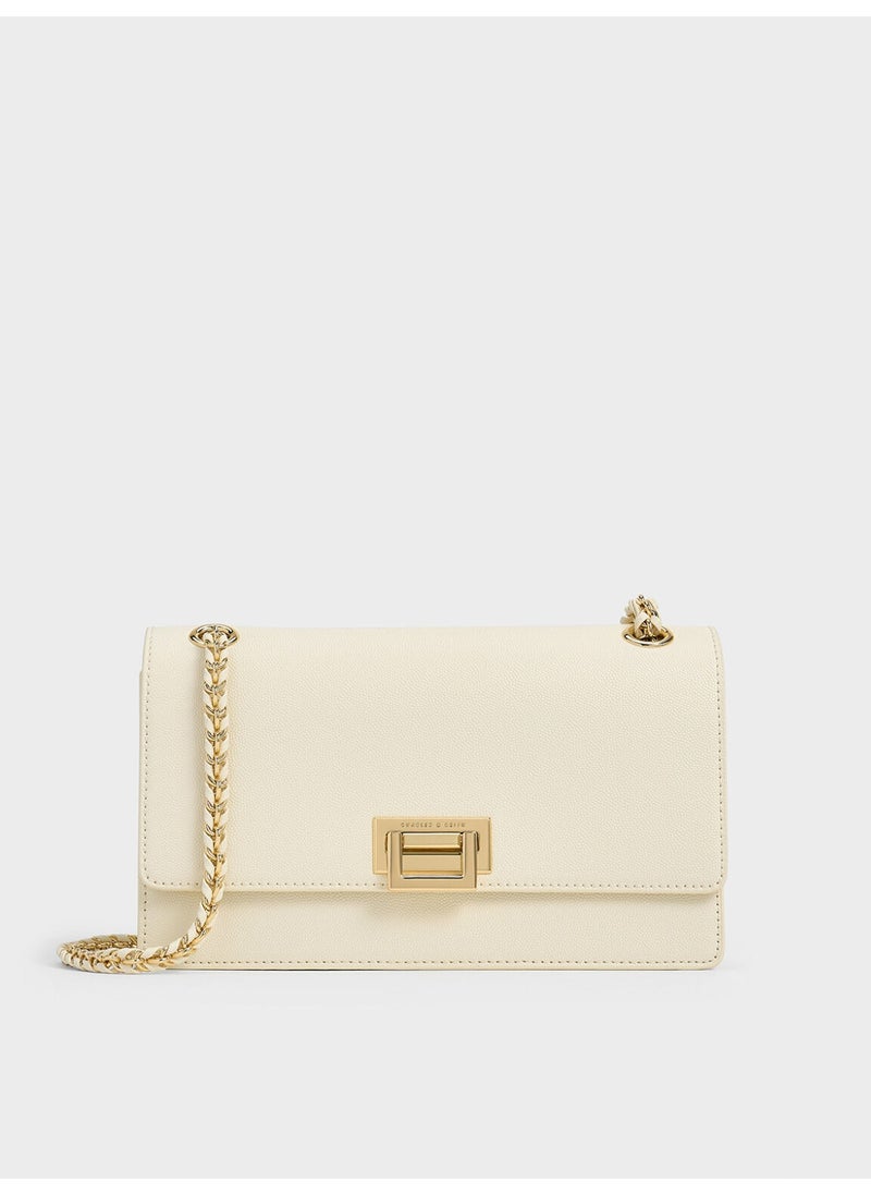 Charles & Keith Charles & Keith Everline Braided-Strap Shoulder Bag & Crossbody Bag for Women - Cream  - Image 1