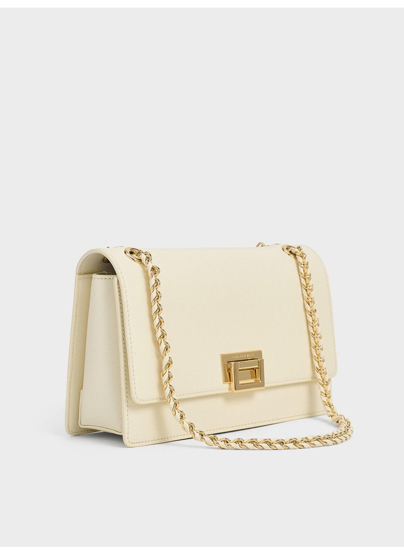 Charles & Keith Charles & Keith Everline Braided-Strap Shoulder Bag & Crossbody Bag for Women - Cream  - Image 3