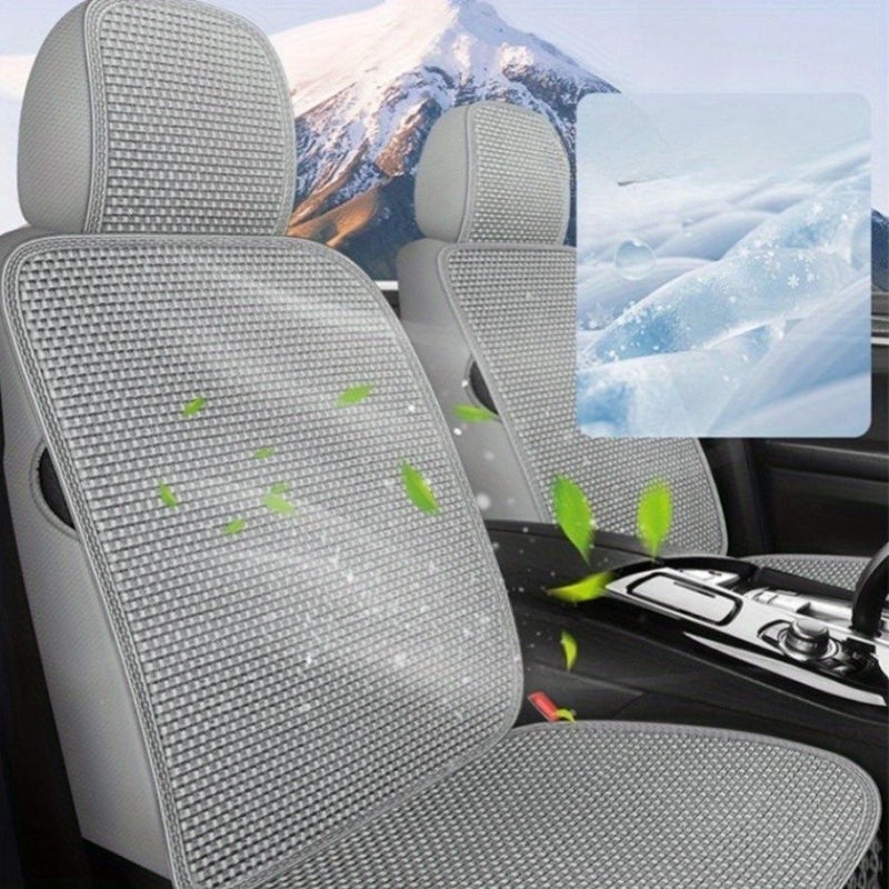 Beige Single Seat Cool Car Seat Cover Breathable Fabric Front Seat Cushion Vehicle Seat Protector Four Season Size Auto Accessory - Image 1