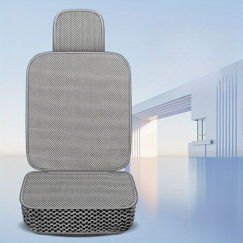 Beige Single Seat Cool Car Seat Cover Breathable Fabric Front Seat Cushion Vehicle Seat Protector Four Season Size Auto Accessory - Image 3