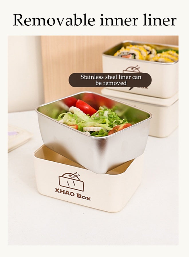 DUNISO 2Pcs Stainless Steel Insulated Lunch Box Leakproof Bento Box Set with Lunch Bag 2 Tiers Bento Boxes Portable Food Container Reusable Bento Lunch Box for School Office Camping Outdoor， Microwaveable Safe - Image 3