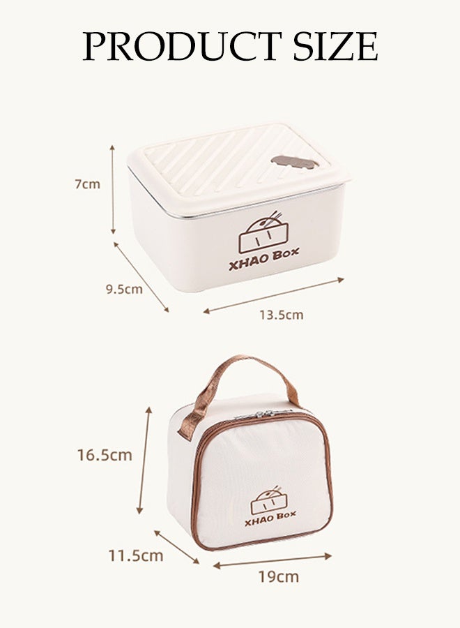 DUNISO 2Pcs Stainless Steel Insulated Lunch Box Leakproof Bento Box Set with Lunch Bag 2 Tiers Bento Boxes Portable Food Container Reusable Bento Lunch Box for School Office Camping Outdoor， Microwaveable Safe - Image 4