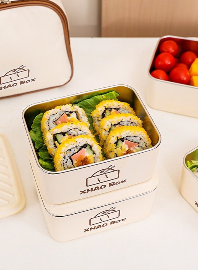 DUNISO 2Pcs Stainless Steel Insulated Lunch Box Leakproof Bento Box Set with Lunch Bag 2 Tiers Bento Boxes Portable Food Container Reusable Bento Lunch Box for School Office Camping Outdoor， Microwaveable Safe - Image 2