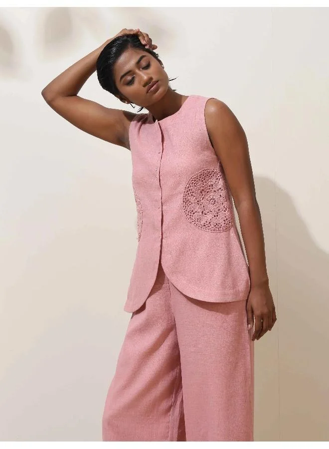 ترو برونز trueBrowns Camellia Pink Crochet Natural Cotton Co-ord Set