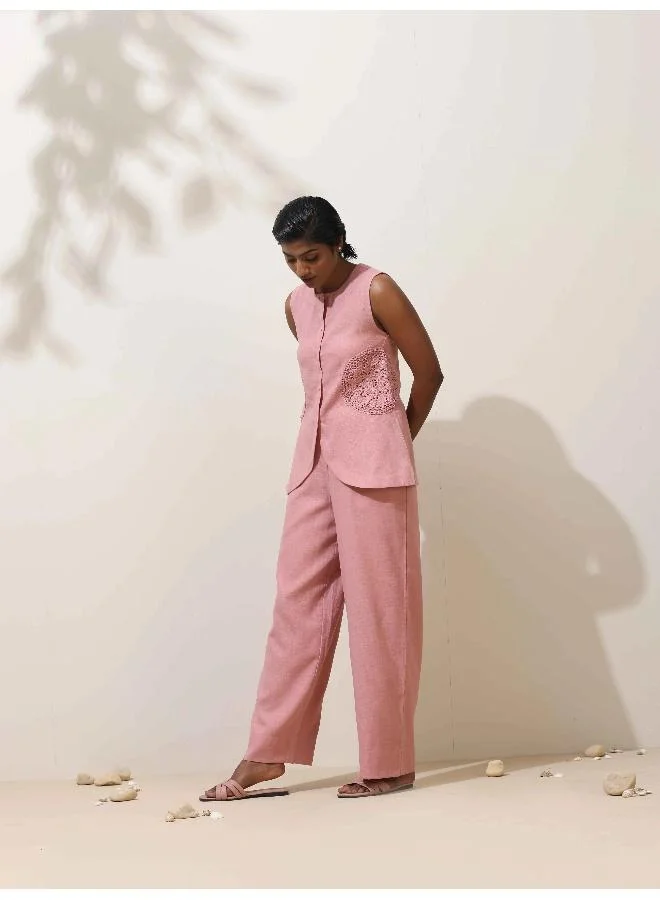trueBrowns trueBrowns Camellia Pink Crochet Natural Cotton Co-ord Set