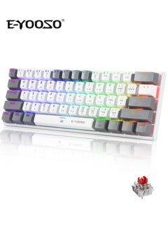 E-YOOSO Z-11 60% Wired RGB Arabic & English Mechanical Keyboard,61 Keys Compact Gaming Keyboard with Linear Red Switches (White Grey)  - Image 1