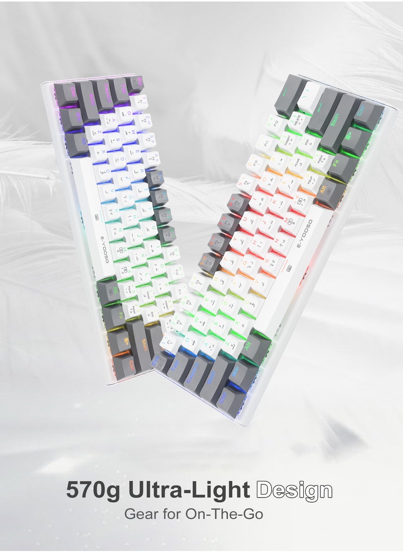 Z-11 60% Wired RGB Arabic & English Mechanical Keyboard,61 Keys Compact Gaming Keyboard with Linear Red Switches (White Grey)