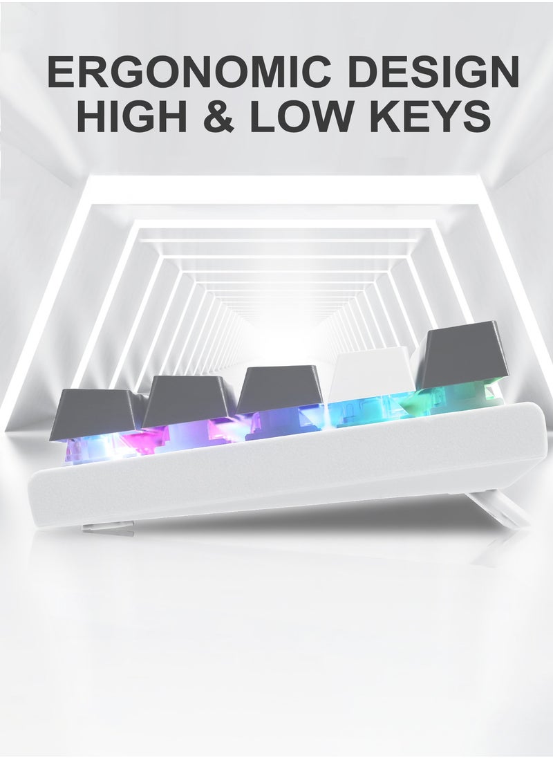 Z-11 60% Wired RGB Arabic & English Mechanical Keyboard,61 Keys Compact Gaming Keyboard with Linear Red Switches (White Grey)