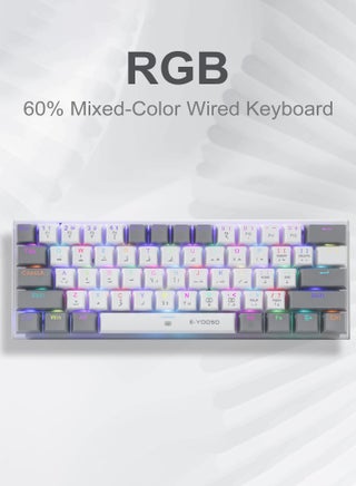 Z-11 60% Wired RGB Arabic & English Mechanical Keyboard,61 Keys Compact Gaming Keyboard with Linear Red Switches (White Grey) - view 3