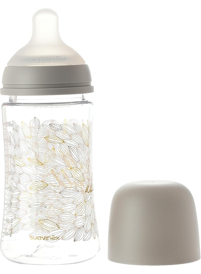 SUAVINEX Sx Pro Feeding Wide Neck Physiological Silicone Teat Bottle 3 Months 270Ml S Fm Grey Gold - Image 1