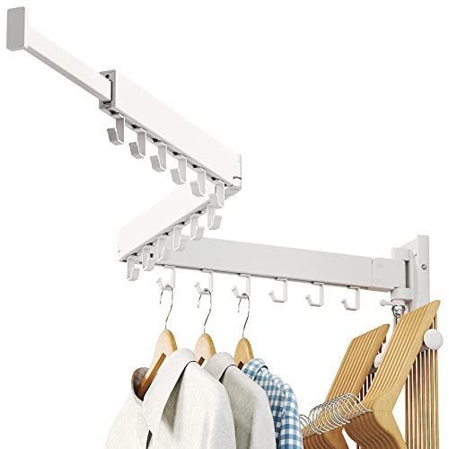 LIENAHU Drying Rack Wall Mounted Clothes Rack Aluminum 220lbs Capacity Foldable White