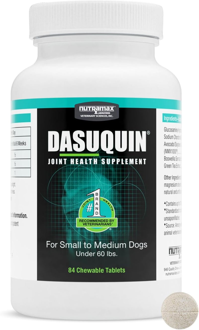 Nutramax Laboratories Nutramax Dasuquin Joint Health Supplement for Small to Medium Dogs - With Glucosamine, Chondroitin, ASU, Boswellia Serrata Extract, Green Tea Extract, 84 Chewable Tablets - Image 1