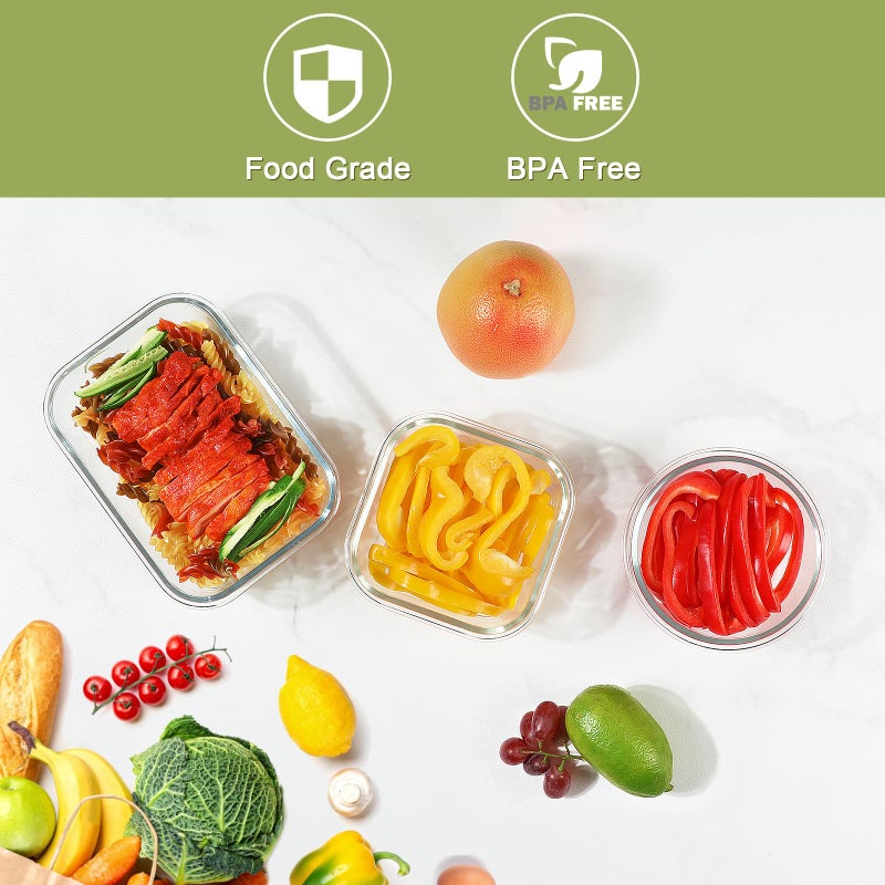 BAYZZ 30 Piece Glass Food Storage Containers Set, Glass Meal Prep Containers with Lids, Airtight Lunch Box, BPA-Free, Microwave, Freezer & Dishwasher Safe,White - Image 4