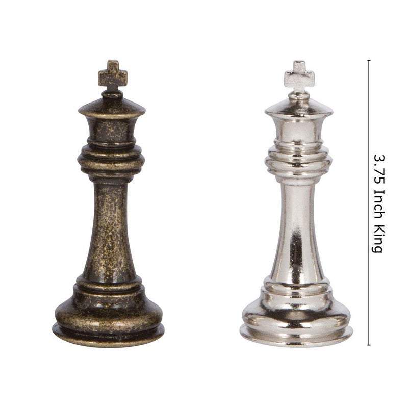 Best Chess Set Edgemar Silver and Bronze Metal Chess Pieces with 3.75 Inch King and Extra Queens  Pieces Only  No Board - Image 3