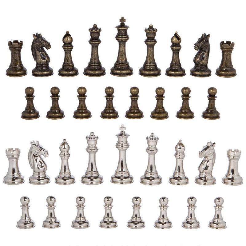 Best Chess Set Edgemar Silver and Bronze Metal Chess Pieces with 3.75 Inch King and Extra Queens  Pieces Only  No Board - Image 2