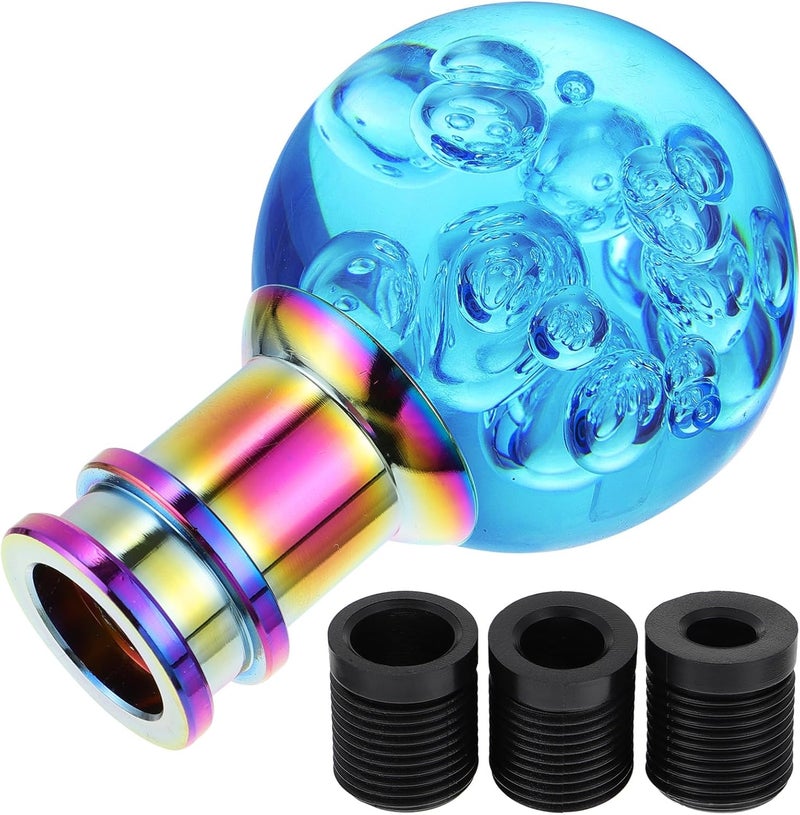 FUOYLOO Crystal Acrylic Round Car Gear Shift Knob with 3 M8 M10 Large Adapter Sizes, Bubble Manual Transmission Shifter Head for Automotive Interior Accessories - Image 1