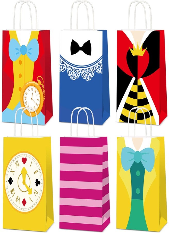 MinFyberd 12Pcs Wonderland Party Favor Bags Wonderland Paper Gift Bags Tea Party Goodie Snack Treat Bag with Handles for Tea Theme Parties Fairy Birthday Baby Shower Favors Supplies Decorations - Image 1