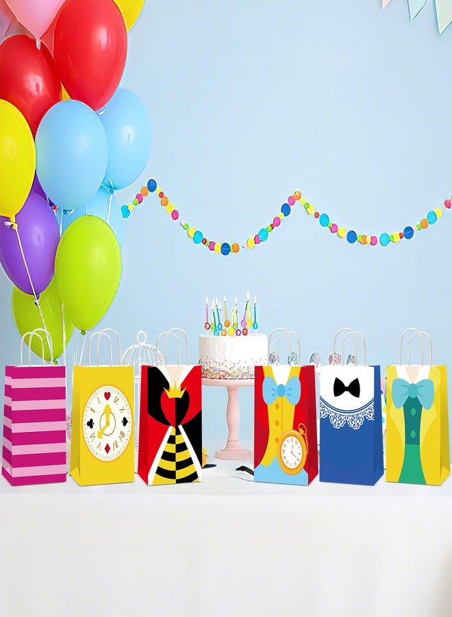 MinFyberd 12Pcs Wonderland Party Favor Bags Wonderland Paper Gift Bags Tea Party Goodie Snack Treat Bag with Handles for Tea Theme Parties Fairy Birthday Baby Shower Favors Supplies Decorations - Image 5