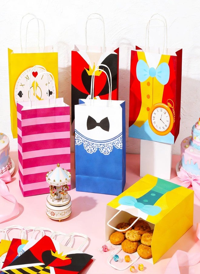 MinFyberd 12Pcs Wonderland Party Favor Bags Wonderland Paper Gift Bags Tea Party Goodie Snack Treat Bag with Handles for Tea Theme Parties Fairy Birthday Baby Shower Favors Supplies Decorations - Image 4