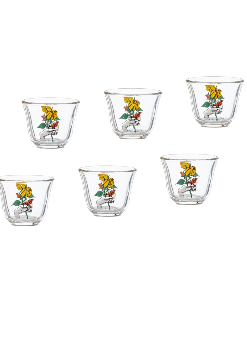 لومينارك طقم فناجين قهوة سعودية من الزجاج مع رسومات عصرية مكون من 6 فناجين - Image 2