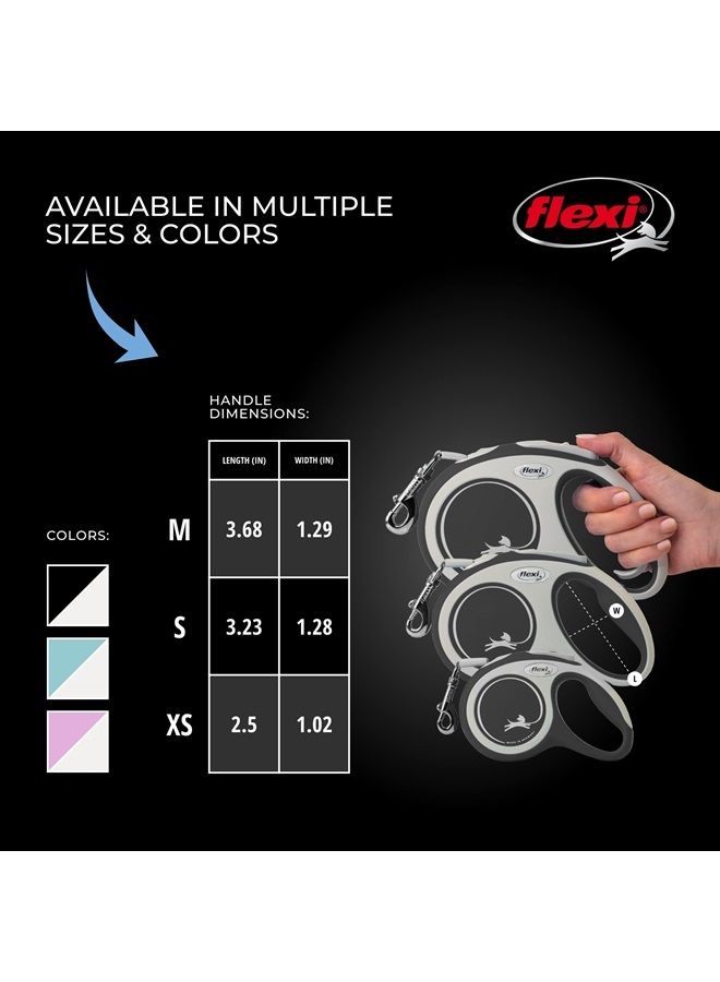 New Comfort Retractable Dog Leash (Tape), for Dogs Up to 55lbs, 16 ft, Medium, Blue/Pastel