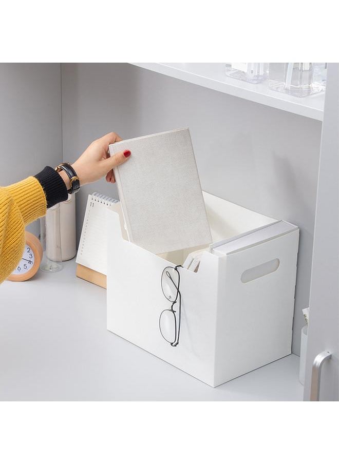 Office White Desktop Organizer Folding Paper File Storage Rack with Dual Handles for Students