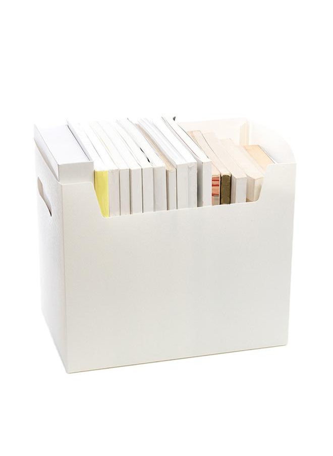 Office White Desktop Organizer Folding Paper File Storage Rack with Dual Handles for Students