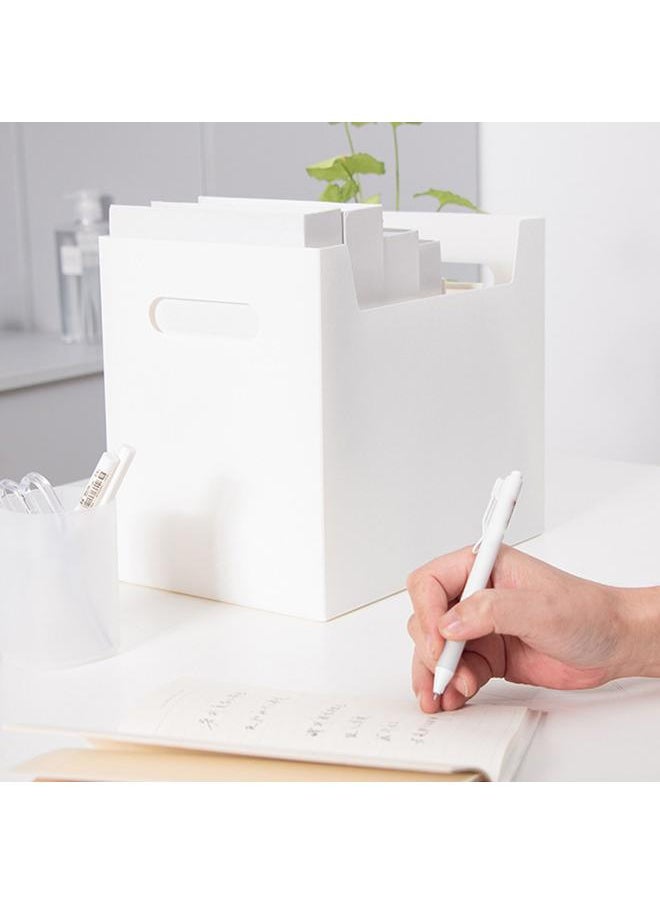 Office White Desktop Organizer Folding Paper File Storage Rack with Dual Handles for Students