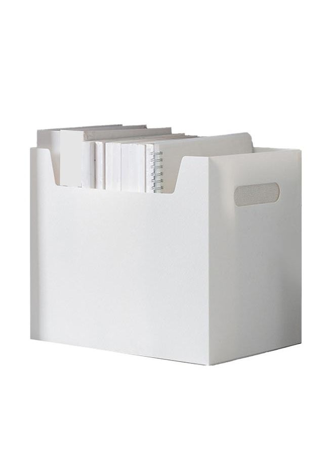 Office White Desktop Organizer Folding Paper File Storage Rack with Dual Handles for Students