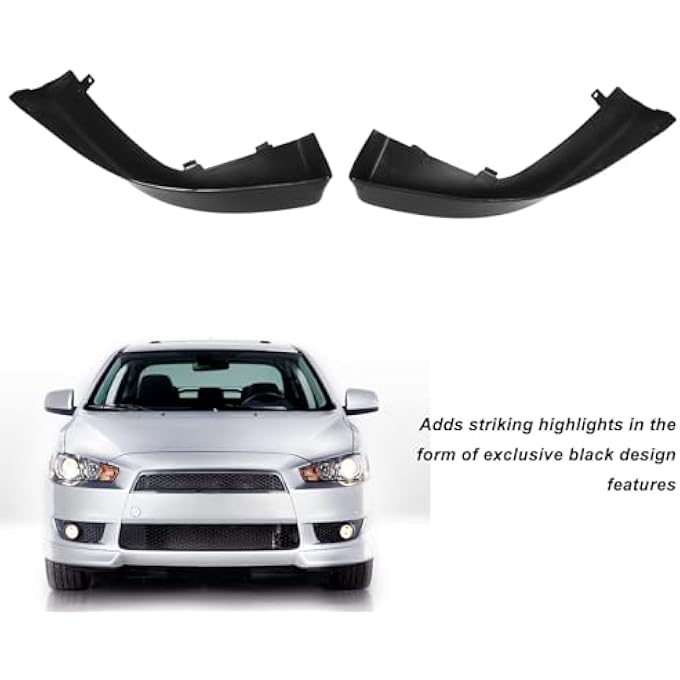 Cryfokt 2 Pieces Style Front Bumper Lip Side Splitter Caps for MitsubishiLancer DE GTS ES VR X Aspire Sedan Wagon, 2007 to 2015, R Style Front Bumper Lip Spoiler Splitter Side Body Kit - Image 4