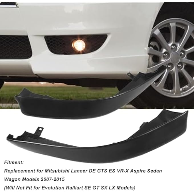 Cryfokt 2 Pieces Style Front Bumper Lip Side Splitter Caps for MitsubishiLancer DE GTS ES VR X Aspire Sedan Wagon, 2007 to 2015, R Style Front Bumper Lip Spoiler Splitter Side Body Kit - Image 2