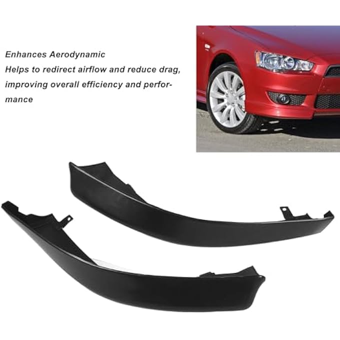 Cryfokt 2 Pieces Style Front Bumper Lip Side Splitter Caps for MitsubishiLancer DE GTS ES VR X Aspire Sedan Wagon, 2007 to 2015, R Style Front Bumper Lip Spoiler Splitter Side Body Kit - Image 3